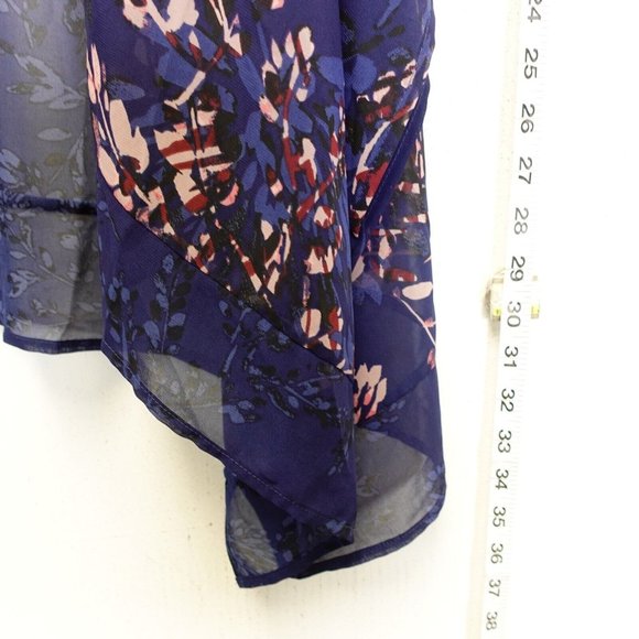 Motherhood Maternity‎ Top Womens Blue Floral Kimono Open Front Sheer - Picture 6 of 8